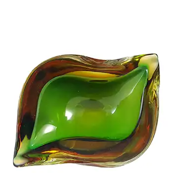 (image for) Murano Green & Amber Sommerso Glass Vintage Geode Bowl