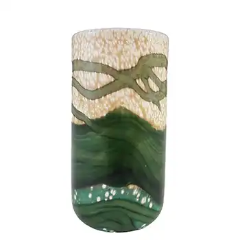 (image for) SIGNED Gozo Maltese Cream & Green Glass 'Springtime' Vase