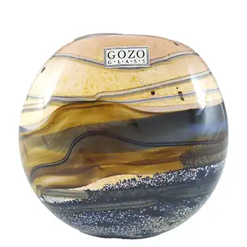 (image for) LABELLED Gozo Maltese Sandy & Black Glass 'Seashell' Vase