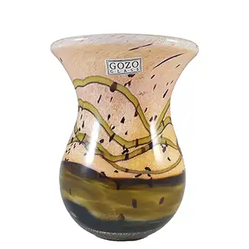 (image for) SIGNED Gozo Maltese Sandy & Brown Glass 'Seashell' Vase
