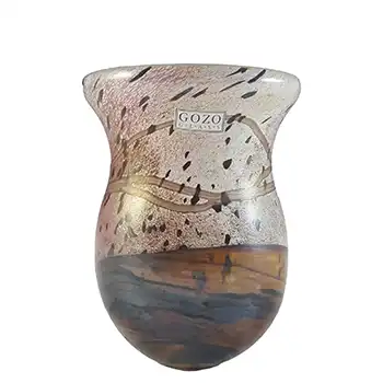 (image for) SIGNED Gozo Maltese Brown & Black Glass 'Seashell' Vase