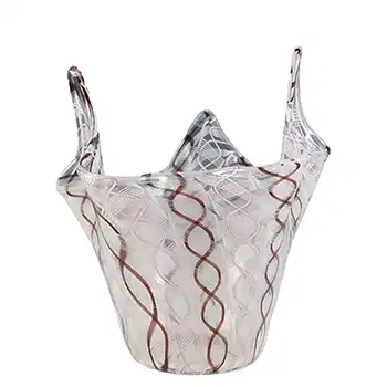 (image for) Murano Pink & White Glass Zanfirico Fazzoletto Handkerchief Vase