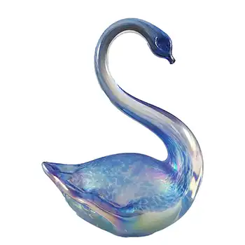(image for) Heron Glass Blue Iridescent Swan Sculpture / Figurine