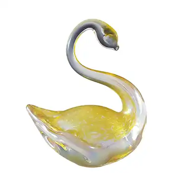 (image for) Heron Glass Yellow Iridescent Swan Sculpture / Figurine