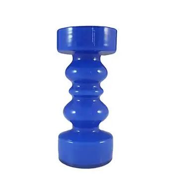 (image for) Hirschberg German Blue Hooped Vintage Cased Glass Vase