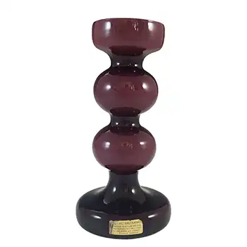 (image for) Empoli 1970's Italian Purple Retro Cased Glass Hooped Vase
