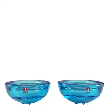 (image for) Iittala Pair of Blue Glass Candle Votives by Annaleena Hakatie