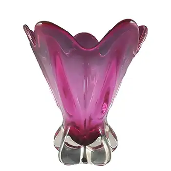 (image for) Iwatsu Hineri Japanese Pink Cased Glass Vintage Vase