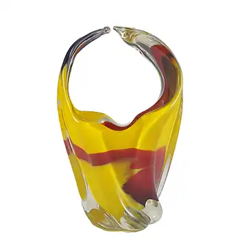 (image for) Iwatsu Japanese Multicoloured Cased Glass Retro Basket Vase