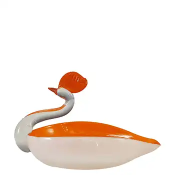 (image for) Japanese "Best Art Glass" Orange & White Vintage Swan Bowl