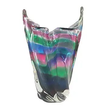 (image for) Iwatsu Japanese Multicoloured Cased Glass Handkerchief Vase
