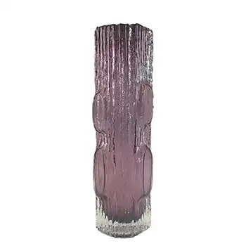 (image for) Japanese "My Lady" Bark Textured Purple Cased Glass Vase
