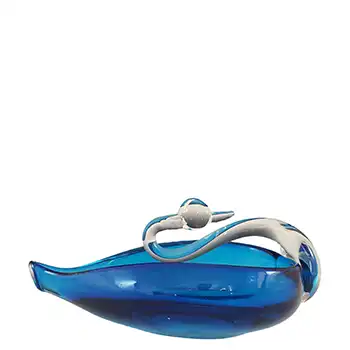 (image for) Japanese "Best Art Glass" Blue & Clear Vintage Swan Bowl