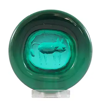 (image for) Boda Vintage Swedish Turquoise Glass Cat Bowl by Erik Hoglund