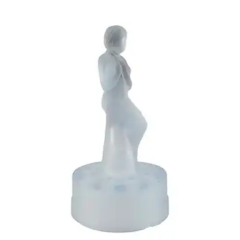 (image for) Sowerby Art Deco Blue Glass Seated Nude Lady Figurine