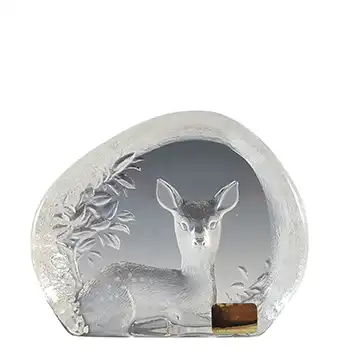 (image for) SIGNED Mats Jonasson Swedish Glass Deer Paperweight #3283