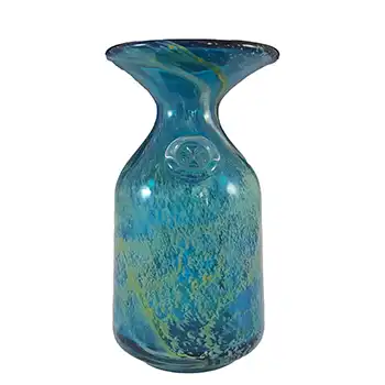 (image for) Mdina 'Blue Summer' Maltese Cross Glass Vase / Carafe - Signed