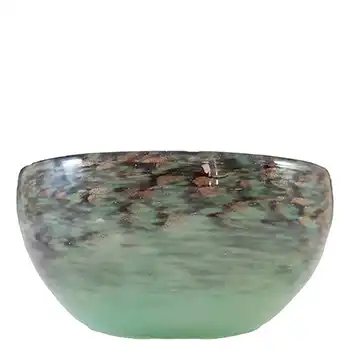 (image for) Monart X.ZA Green & Black Vintage Aventurine Glass Bowl - Labelled