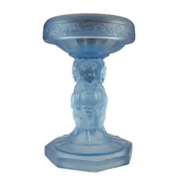 (image for) Müller & Co 'Cherubs' Art Deco Blue Glass Centrepiece Stand