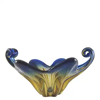 (image for) Cristallo Venezia CCC Murano Blue & Amber Sommerso Glass Bowl