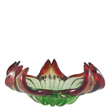 (image for) Murano Red & Green Vintage Mid-Century Glass Sculpture Bowl
