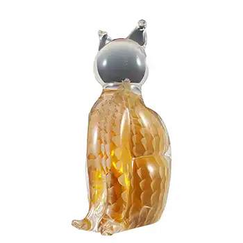 (image for) V. Nason & Co Murano Fumato Orange Glass Cat Sculpture - Signed