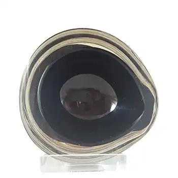 (image for) SIGNED Nuutajarvi Notsjo Black Glass Bowl by Kaj Franck