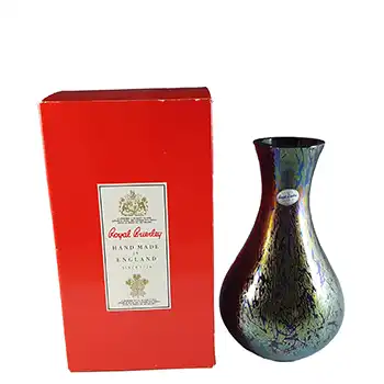 (image for) LARGE Royal Brierley Iridescent Black Glass 'Studio' Vase