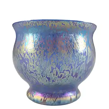 (image for) MARKED Royal Brierley Iridescent Blue Glass 'Studio' Vase