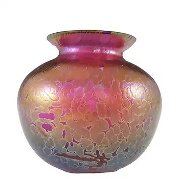 (image for) MARKED Royal Brierley Iridescent Pink Glass 'Studio' Vase