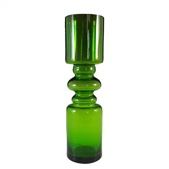 (image for) Scandinavian Style Retro Green Hooped Glass Romanian Vase