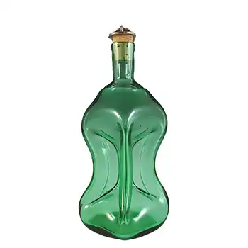 (image for) Mantorp Glasbruk Swedish Green Glass 'Cluck Cluck' Decanter / Bottle