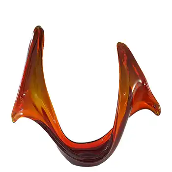 (image for) Viartec Murano Style Selenium Red & Orange Spanish Glass Horn Sculpture