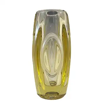 (image for) Rosice Sklo Union 6" Yellow Glass Lens Vase by Rudolf Schrötter