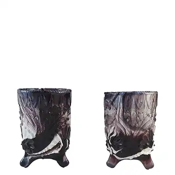 (image for) Davidson Pair of Victorian Purple Malachite / Slag Glass Vases