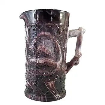 (image for) Victorian 1890's Antique Malachite / Slag Glass Jug