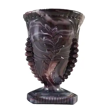 (image for) Victorian 1890's Antique Malachite / Slag Glass Spill Vase