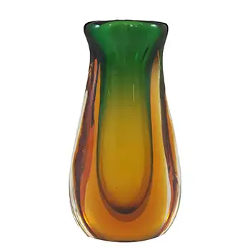 (image for) Murano Venetian Green & Amber Sommerso Glass Vintage Vase