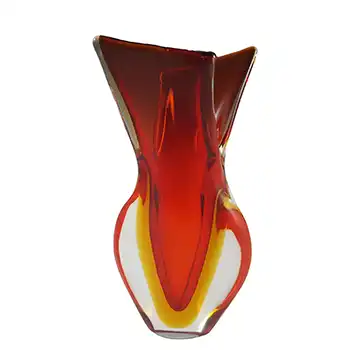 (image for) Murano Italian Red & Amber Sommerso Glass Vintage Vase