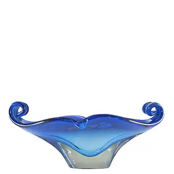 (image for) Murano Blue & Uranium Yellow Sommerso Glass Mid Century Bowl