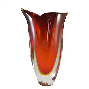 (image for) Murano Venetian Red & Amber Sommerso Glass Vintage Vase