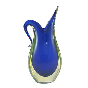 (image for) Murano Blue & Uranium Yellow Sommerso Glass Vintage Vase