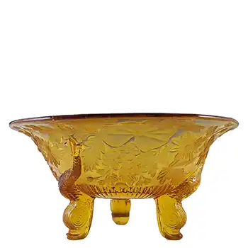 (image for) Sowerby #1544 Art Deco Amber Glass 'Diving Dolphins' Bowl
