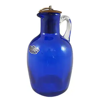 (image for) Stockholms Glasbruk Blue Glass Creamer, Gustaf VI Adolf Stopper