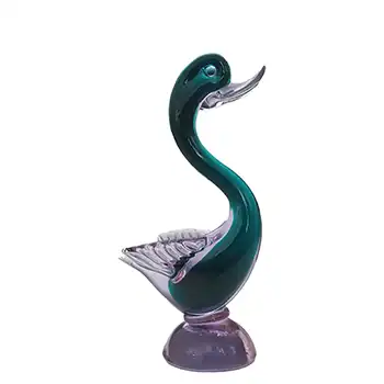 (image for) Murano Green & Neodymium Lilac / Blue Sommerso Glass Swan