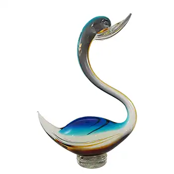 (image for) Murano Vintage Blue & Amber Sommerso Glass Swan Figurine