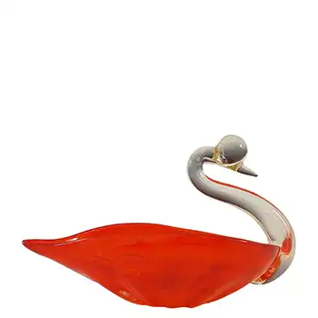 (image for) Japanese "Best Art Glass" Red & Clear Vintage Swan Bowl