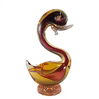 (image for) Murano / Venetian Brown & Amber Sommerso Glass Swan Sculpture