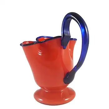 (image for) Czech / Bohemian 1930's Red & Blue Tango Glass Vase/Jug