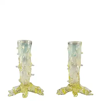 (image for) John Walsh Pair of Vaseline / Uranium Glass Thorn Vases